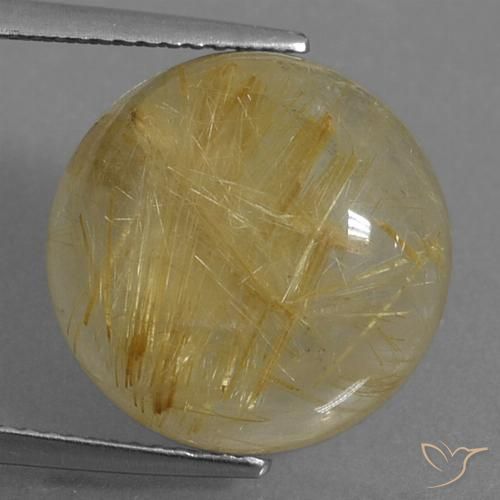 12.19ct Natürlicher Sehr helles Goldbraun Rutilquarz, Runden, Transparent