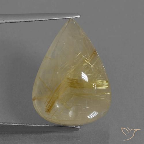 14.96ct Natürlicher Helles Gold Rutilquarz, Birnenform, Transparent