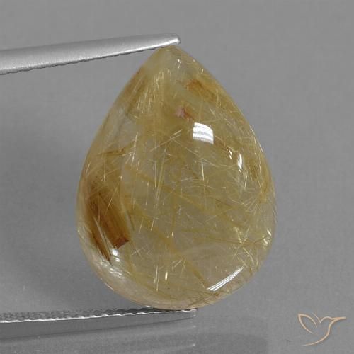 12.99ct Natürlicher Mittleres Gold Rutilquarz, Birnenform, Transparent