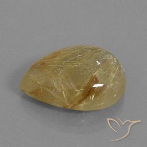 9,17 ctw natürlicher Mittleres Gold Rutilquarz, Birnenform, Transparent