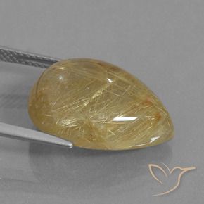 9,17 ctw natürlicher Mittleres Gold Rutilquarz, Birnenform, Transparent
