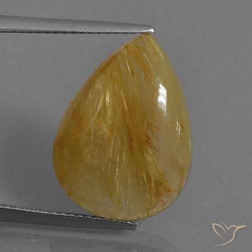 10.93ct Natürlicher Gold-gelb Rutilquarz, Birnenform, Lichtdurchlässig