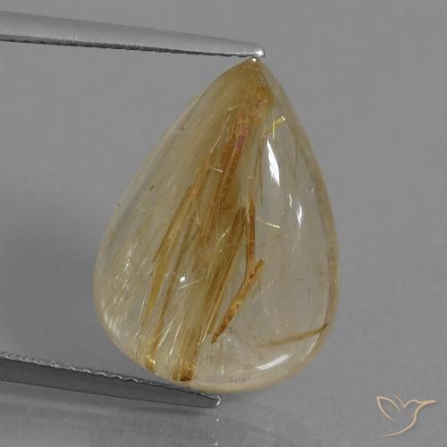 12.39ct Natürlicher Sehr helles Goldbraun Rutilquarz, Birnenform, Transparent