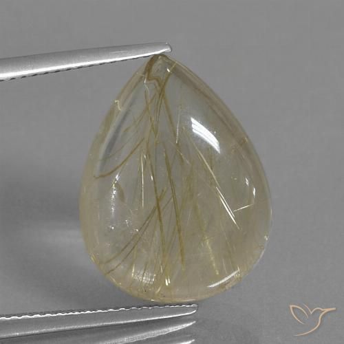 11.83ct Natürlicher Sehr helles Goldbraun Rutilquarz, Birnenform, Transparent