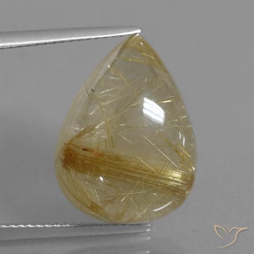 16.60ct Natürlicher Sehr helles Goldbraun Rutilquarz, Birnenform, Transparent
