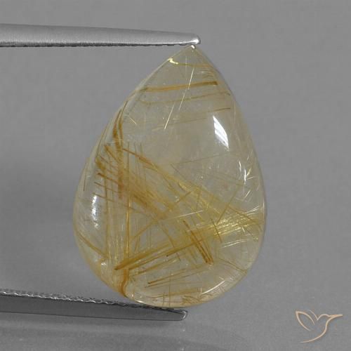 10.98ct Natürlicher Sehr helles Goldbraun Rutilquarz, Birnenform, Transparent