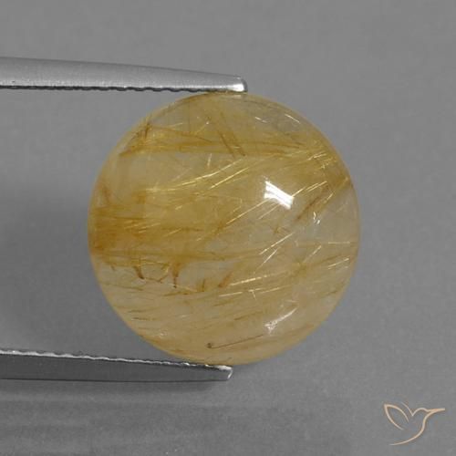 7.98ct Natürlicher Mittleres Gold Rutilquarz, Runden, Transparent, Photo A
