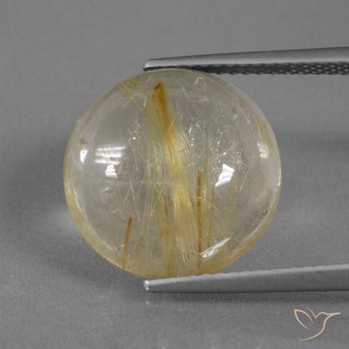8.76ct Natürlicher Gold-gelb Rutilquarz, Runden, Transparent, Photo A