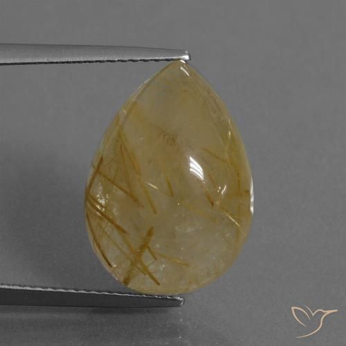 13.43ct Natürlicher Sehr helles Goldbraun Rutilquarz, Birnenform, Transparent