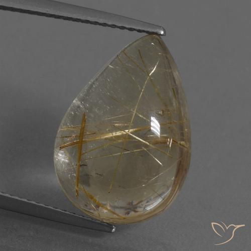 11.92ct Natürlicher hellbraun Rutilquarz, Birnenform, Transparent, Photo A