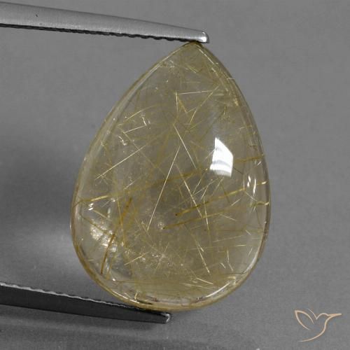 10.12ct Natürlicher Blasses Gelb Rutilquarz, Birnenform, Transparent