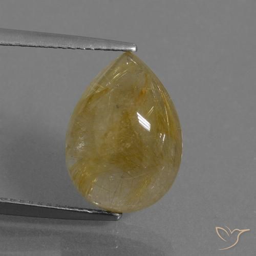 7.53ct Natürlicher Warmes Gelb Rutilquarz, Birnenform, Lichtdurchlässig