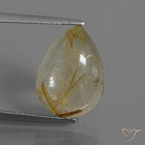 5.72ct Natürlicher Erdiges Gelb Rutilquarz, Birnenform, Transparent, Photo A