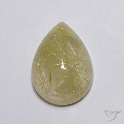8.03ct Natürlicher hellgelb Rutilquarz, Birnenform, Transparent