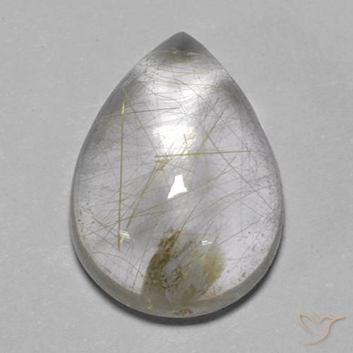 7.43ct Natürlicher hellgelb Rutilquarz, Birnenform, Transparent
