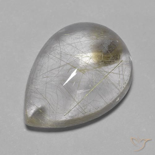 9,17 ctw natürlicher hellgelb Rutilquarz, Birnenform, Transparent