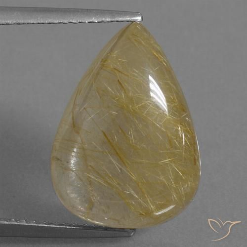 10.92ct Natürlicher Sehr helles Goldbraun Rutilquarz, Birnenform, Transparent