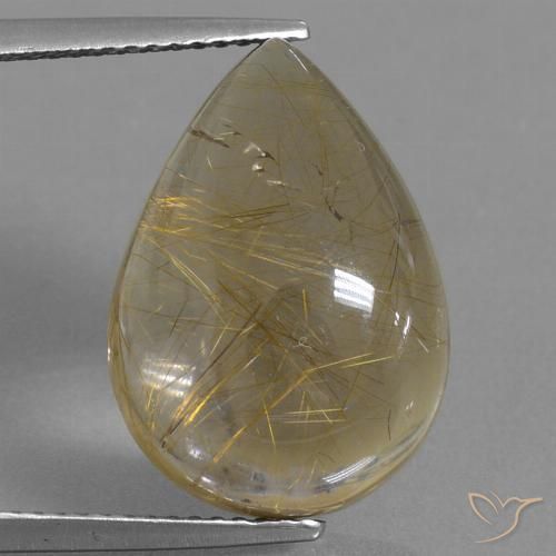 12.87ct Natürlicher Sehr helles Goldbraun Rutilquarz, Birnenform, Transparent