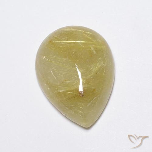 7.45ct Natürlicher Helles Erdgelb Rutilquarz, Birnenform, Lichtdurchlässig, Photo A
