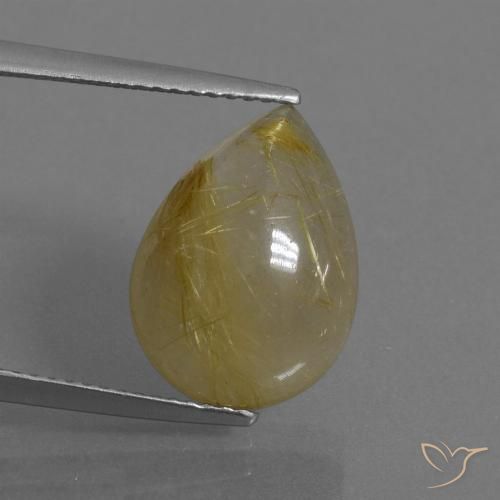7.25ct Natürlicher Warmes Gelb Rutilquarz, Birnenform, Lichtdurchlässig