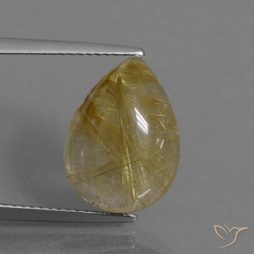 7.54ct Natürlicher Sehr helles Goldbraun Rutilquarz, Birnenform, Transparent