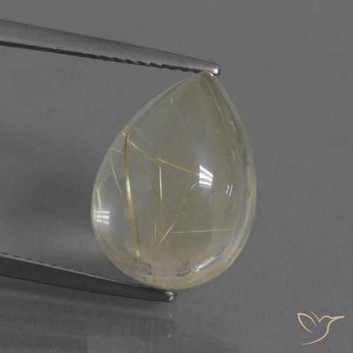 7.67ct Natürlicher hellgelb Rutilquarz, Birnenform, Transparent