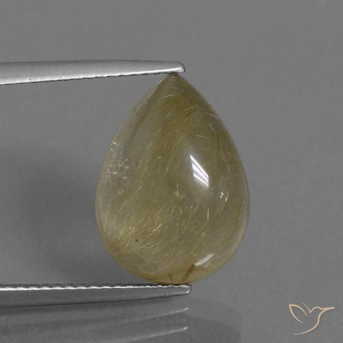 7.41ct Natürlicher Sehr helles Goldbraun Rutilquarz, Birnenform, Transparent