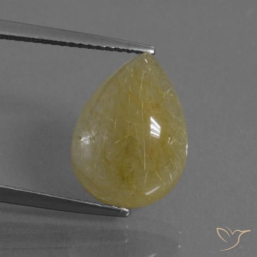 6.72ct Natürlicher Mittleres Gold Rutilquarz, Birnenform, Lichtdurchlässig