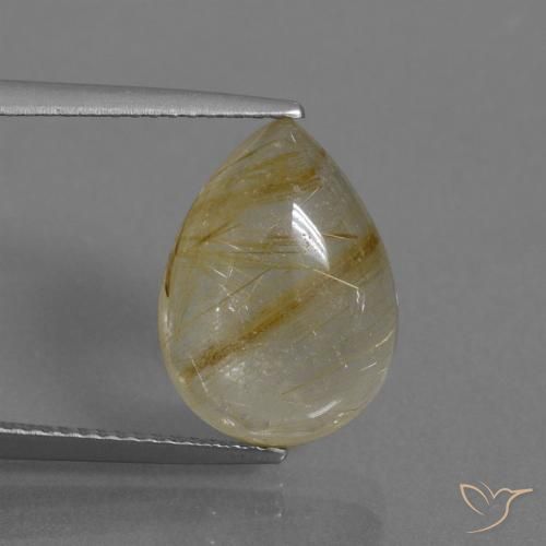 6.12ct Natürlicher Sehr helles Goldbraun Rutilquarz, Birnenform, Transparent