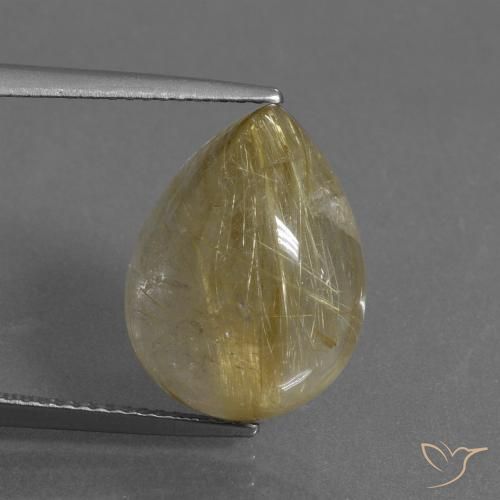 9.50ct Natürlicher Sehr helles Goldbraun Rutilquarz, Birnenform, Transparent