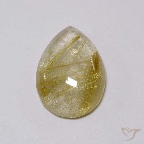 7.58ct Natürlicher Sehr helles Goldbraun Rutilquarz, Birnenform, Transparent