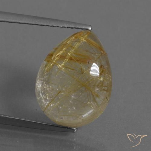 11.11ct Natürlicher Sehr helles Goldbraun Rutilquarz, Birnenform, Transparent