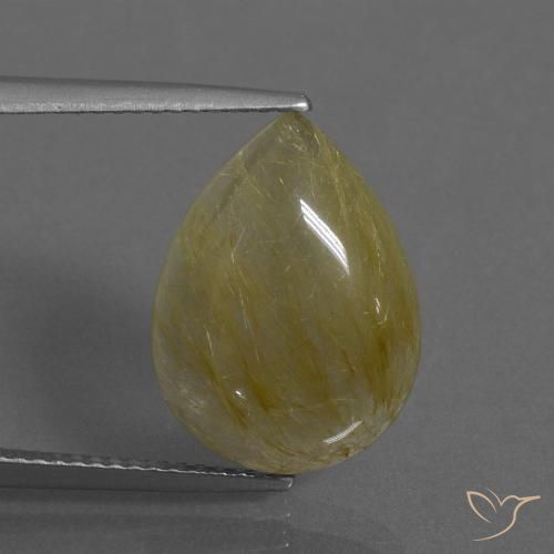 7.62ct Natürlicher Mittelgelb Rutilquarz, Birnenform, Transparent