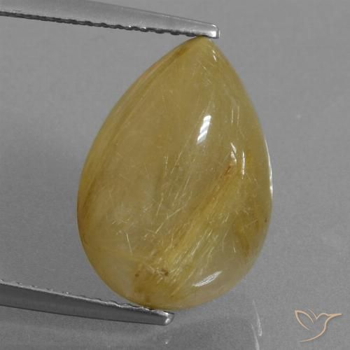 7.37ct Natürlicher Erdiges Gelb Rutilquarz, Birnenform, Lichtdurchlässig