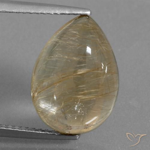 7.59ct Natürlicher Sehr helles Goldbraun Rutilquarz, Birnenform, Transparent