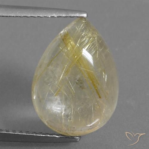 7.30ct Natürlicher Blasses Gelb Rutilquarz, Birnenform, Transparent, Photo A