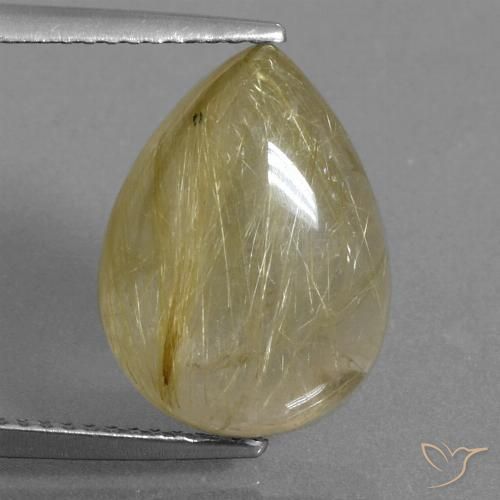 7.30ct Natürlicher Mittelgelb Rutilquarz, Birnenform, Transparent