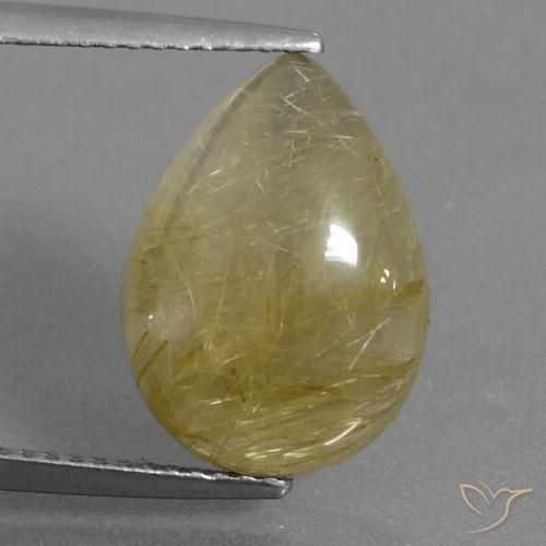 6.34ct Natürlicher Blasses Gelb Rutilquarz, Birnenform, Lichtdurchlässig