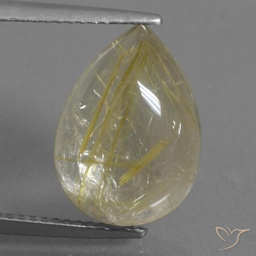 8.32ct Natürlicher Sehr helles Dijongelb Rutilquarz, Birnenform, Transparent