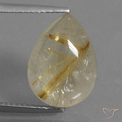 7.32ct Natürlicher Warmes Gelb Rutilquarz, Birnenform, Transparent