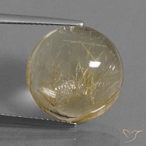 13.08ct Natürlicher Sehr helles Goldbraun Rutilquarz, Runden, Transparent, Photo A