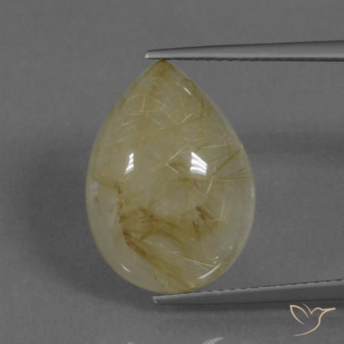 9.75ct Natürlicher Toskana Gelb Rutilquarz, Birnenform, Lichtdurchlässig