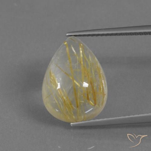 9.34ct Natürlicher Erdiges Gelb Rutilquarz, Birnenform, Transparent