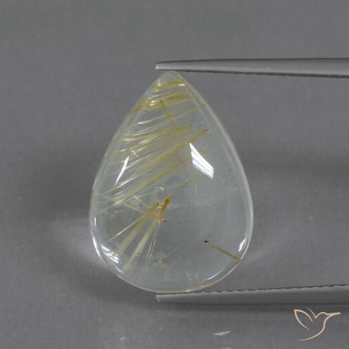8.51ct Natürlicher Helles Erdgelb Rutilquarz, Birnenform, Transparent