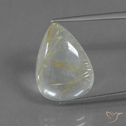 8.42ct Natürlicher Helles Erdgelb Rutilquarz, Birnenform, Transparent