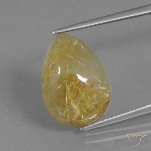 12.62ct Natürlicher Warmes Gelb Rutilquarz, Birnenform, Lichtdurchlässig