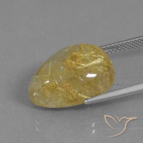9,17 ctw natürlicher Warmes Gelb Rutilquarz, Birnenform, Lichtdurchlässig