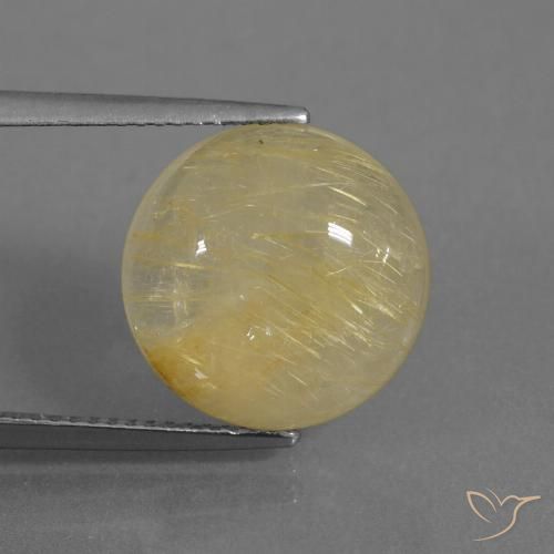 9.40ct Natürlicher Blasses Gelb Rutilquarz, Runden, Transparent