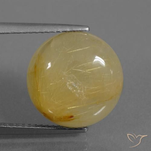 9.37ct Natürlicher Erdiges Gelb Rutilquarz, Runden, Transparent