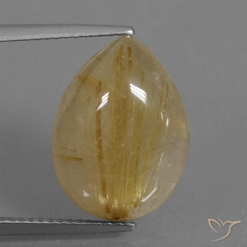 9.64ct Natürlicher Helles Tawny Brown Rutilquarz, Birnenform, Transparent